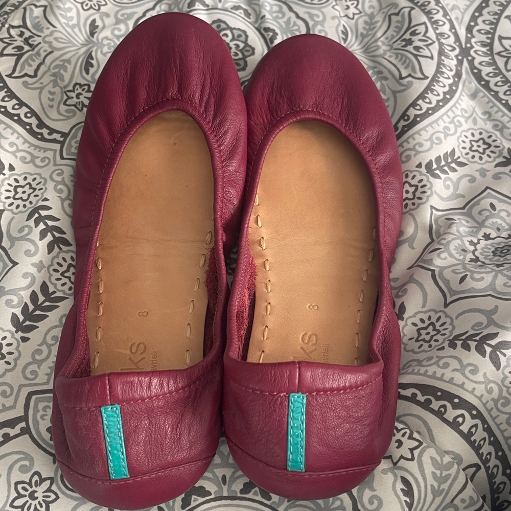 Tieks Burgundy Leather Ballet Flats